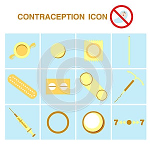 Contraception icons set, birth control