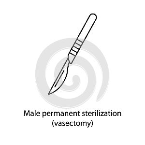 Contraception method male permanent sterilization vasectomy, line icon in vector.