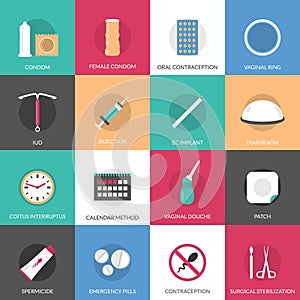 Contraception Methods Icons Set photo