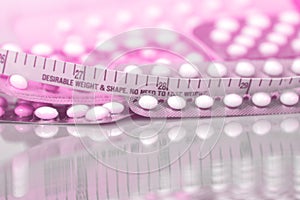 Contraceptive pill background in concept of no weight gain effect