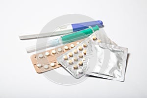 Contraceptives on a white background. Medicine and healthcare photo