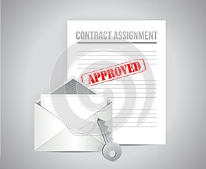 Contract assignment approved concept illustration