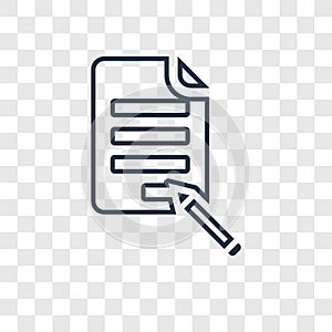Contract concept vector linear icon isolated on transparent back