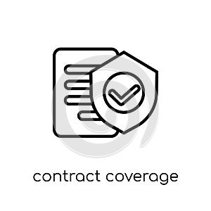 Contract Coverage icon. Trendy modern flat linear vector Contract Coverage icon on white background from thin line Insurance coll