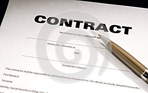 Contract Document with bold title. photo