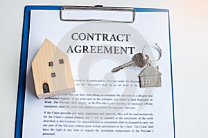 Contract documents for signing. Contract agreement, real estate rental, signature, buy and sale and insurance concepts