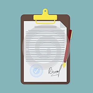 Contract in flat style, business concept, vector