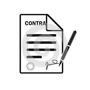 The contract icon. Agreement and signature, pact, accord, convention symbol. Flat Vector illustration