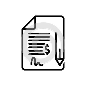 Black line icon for Contract, bond and commitment