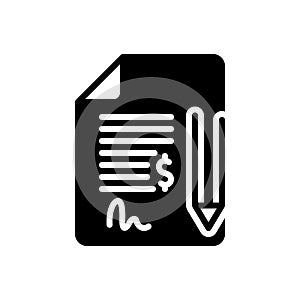 Black solid icon for Contract, bond and commitment