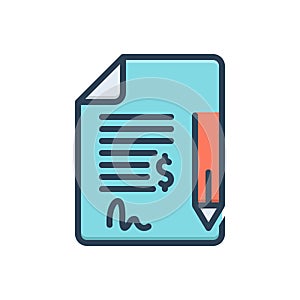 Color illustration icon for Contract, bond and commitment