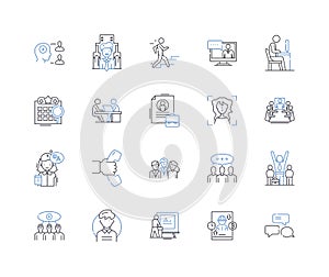 Contract labor line icons collection. Outsourcing, Freelance, Temporary, Staffing, Gig, Self-employed, Contingent vector