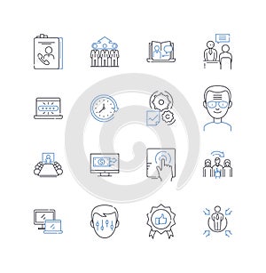 Contract negotiation line icons collection. Agreement, Bargain, Compromise, Deal, Discourse, Contract, Discussion vector