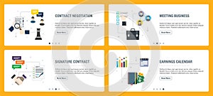 Contract negotitation, meeting business,  signature contract, earnings calendar