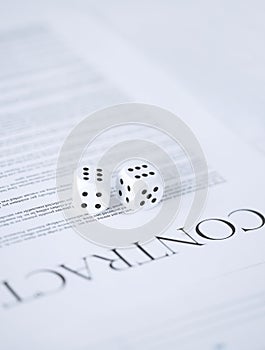 Contract paper with gambling dices