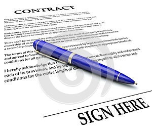 Contract Pen Sign Here Line Legal Agreement Document Signing Nam