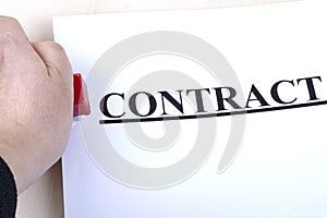 Contract stamp on white paper