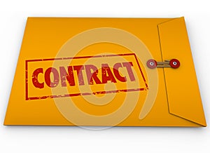 Contract Stamped Word Yellow Envelope Official Papers Deal Documents