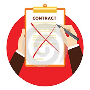 Contract terminated with paper crossed