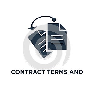 contract terms and conditions icon. document paper, thin stroke concept symbol design, creative writing, storytelling, read brief