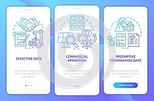 Contract timeline of PPA blue gradient onboarding mobile app screen photo