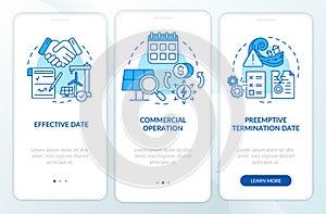 Contract timeline of PPA blue onboarding mobile app screen