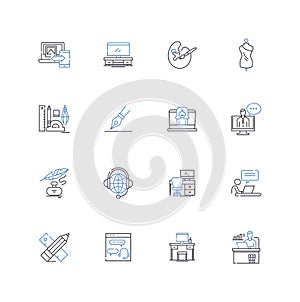 Contract worker line icons collection. Freelancer, Temp, Consultant, Specialist, Expert, Skilled, Independent vector and