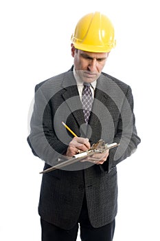 Contractor builder architect writing estimate
