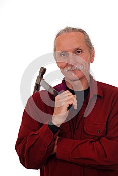 Contractor holding hammer