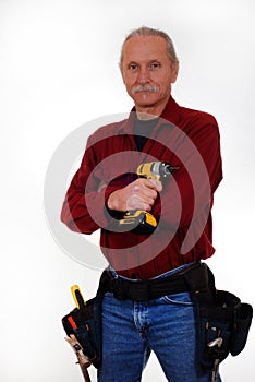 Contractor holding hammer