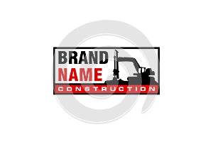 Contractor, trench digger and drilling rig logo design inspiration Heavy equipment logo vector for construction company. Creative