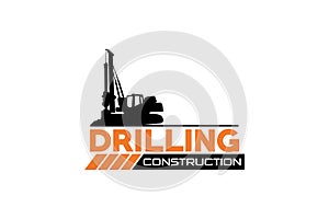 Contractor, trench digger and drilling rig logo design inspiration Heavy equipment logo vector for construction company. Creative