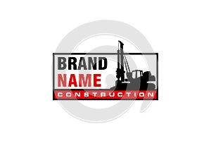 Contractor, trench digger and drilling rig logo design inspiration Heavy equipment logo vector for construction company. Creative