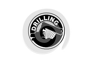 Contractor, trench digger and drilling rig logo design inspiration Heavy equipment logo vector for construction company. Creative