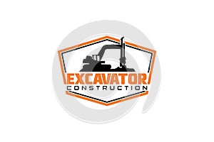 Contractor, trench digger and drilling rig logo design inspiration Heavy equipment logo vector for construction company. Creative