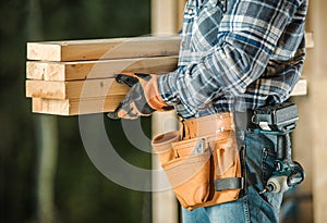 Contractor With Wood Beams