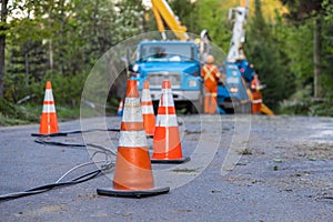 Contractors repair power line post storm