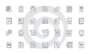 Contracts line icons collection. Agreement, Arrangement, Bargain, Commitment, Covenant, Declaration, Engagement vector photo