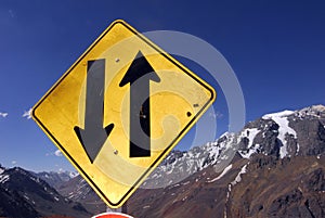 Contraflow lane traffic sign or road sign