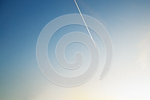 Contrails on Sunset Clear Sky