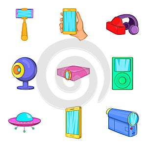 Contraption icons set, cartoon style