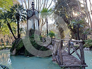 The famous Villa Borghese water clock in Rome This contraption works with gears that move with the flow of water from the pond