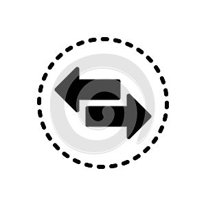 Black solid icon for Contrary, opposite and adverse