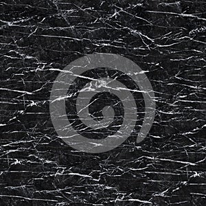 Contrast black marble texture with white lines. Seamless square background, tile ready.