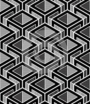 Contrast black and white symmetric seamless pattern