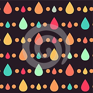 Contrast dark brown seamless pattern with colorful drops and dots