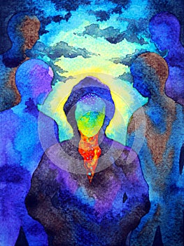 Contrast different mind spiritual human art watercolor painting design illustration