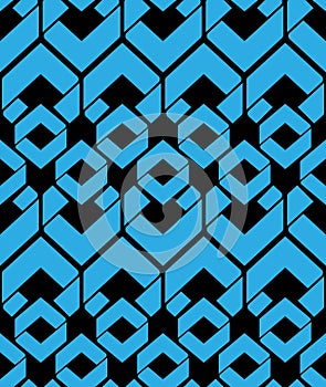 Contrast endless vector texture with blue geometric figures, mot