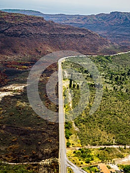 Contrast of landscape burned after fire. Chapada Diamantina.