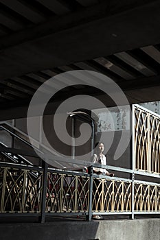 A contrast mezzanine of he bridge in sunlight